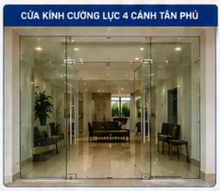 Cửa Kính Cường Lực Tân Phú – Báo Giá, Mẫu Đẹp & Thi Công Trọn Gói 4 cửa kính cường lực 4 cánh tân phú
