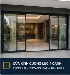 cửa kính cường lực 4 cánh tây thạnh