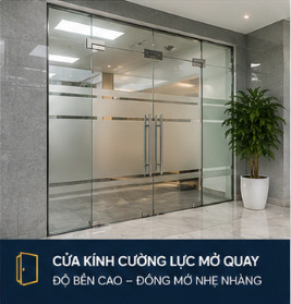 cửa kính cường lực mở quay tây thạnh