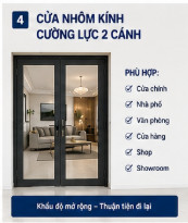 cửa nhôm kính cường lực 2 cánh tại Tân Bình
