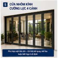 cửa nhôm kính cường lực 6 cánh tại Tân Bình