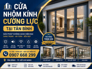 cửa nhôm kính cường lực Tân Bình